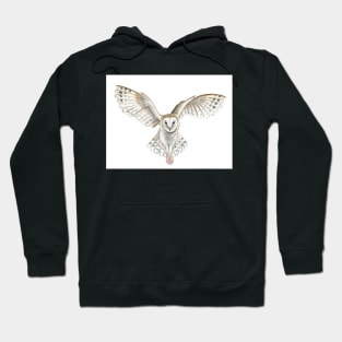 Watercolor Barn Owl Flying Hoodie